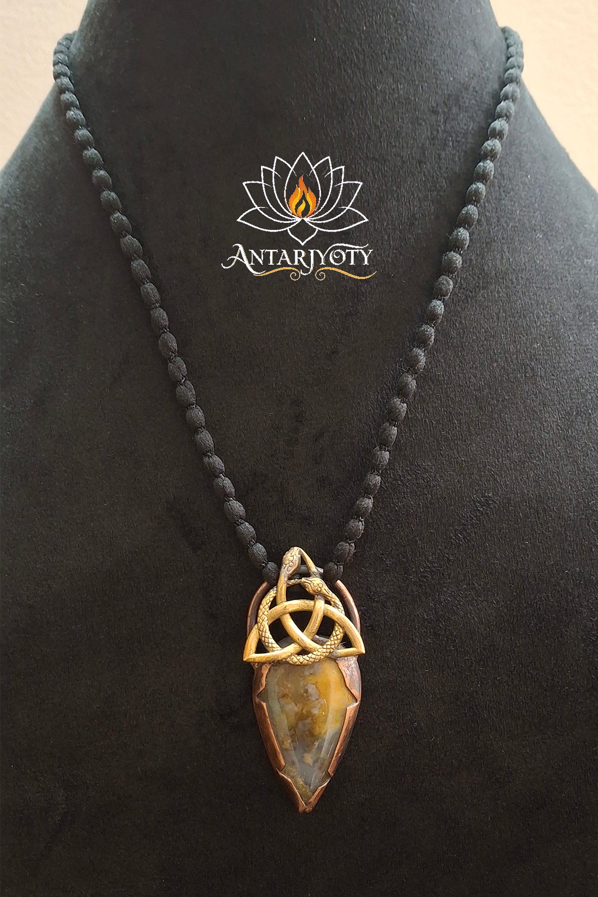 Ocean Jasper Stone Serpent Pendant