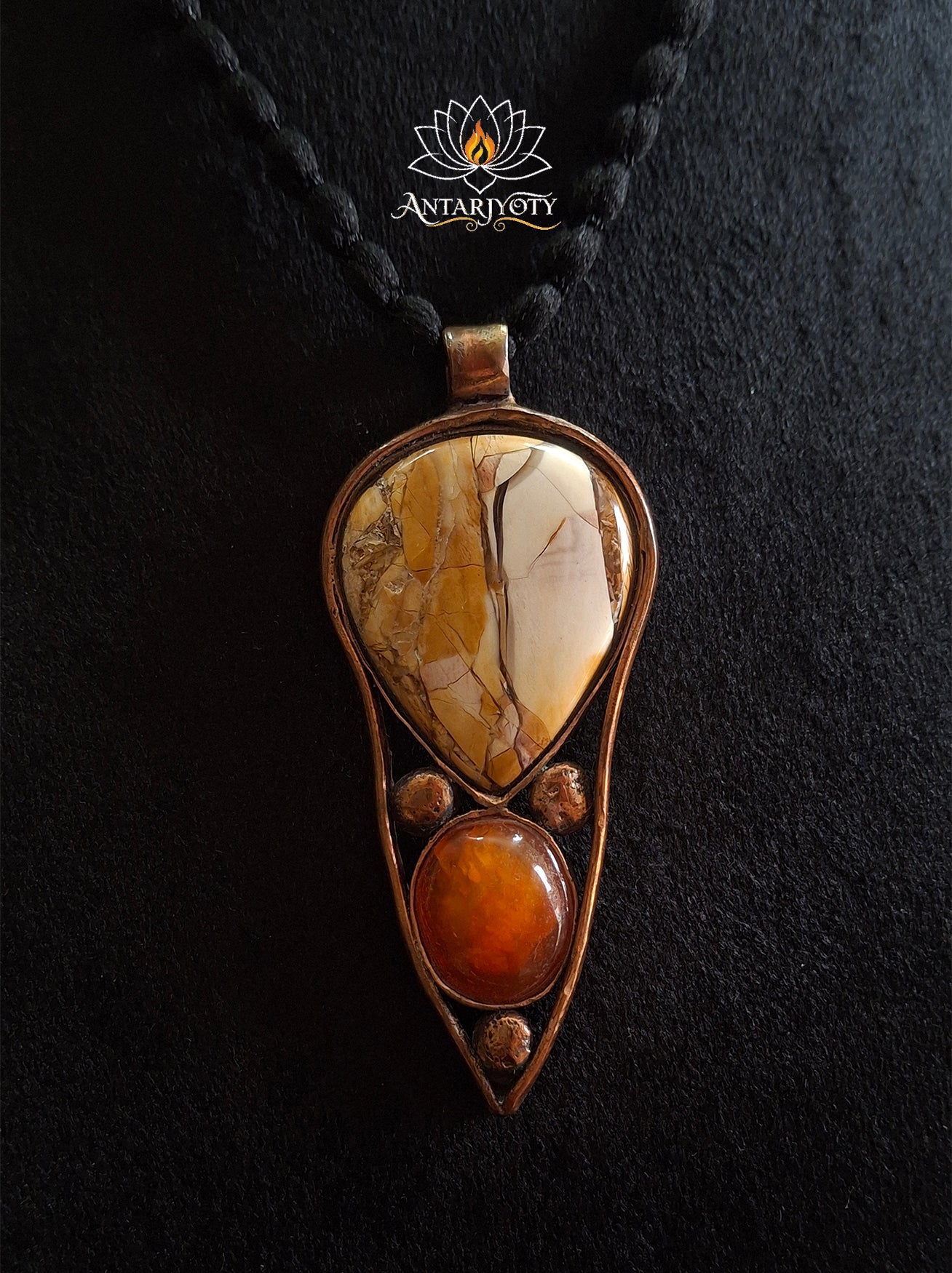 Natural Stone Pendant Mookaite Jasper with Carnelian