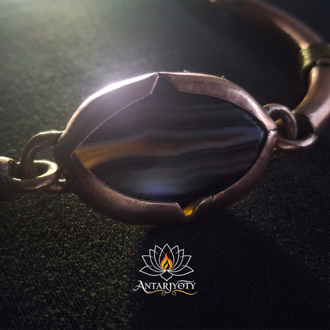 Black Banded Agate Copper Bracelet