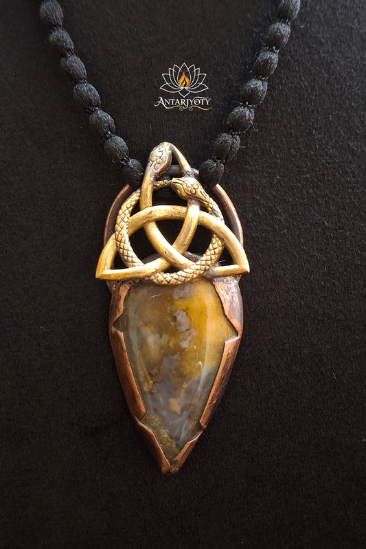 Ocean Jasper Stone Serpent Pendant