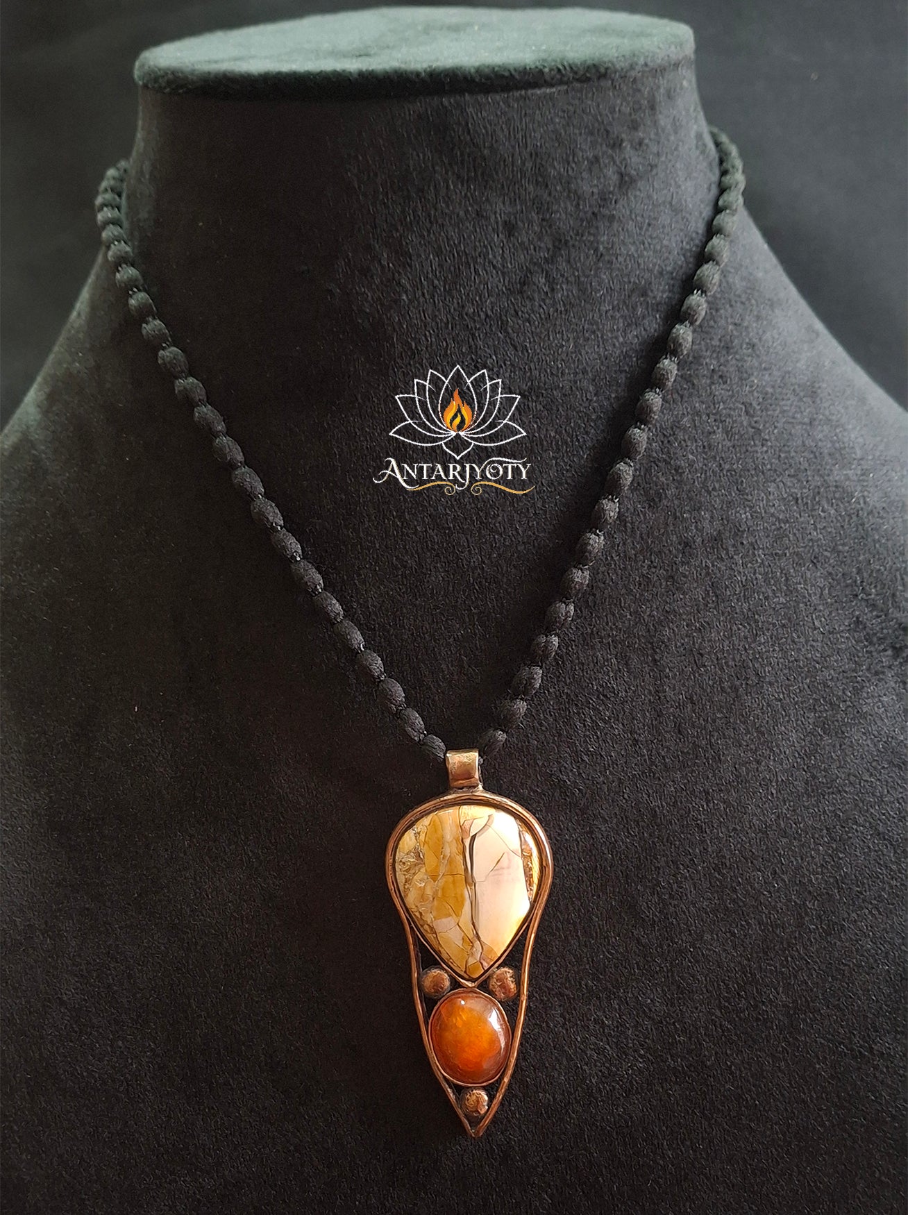 Natural Stone Pendant Mookaite Jasper with Carnelian