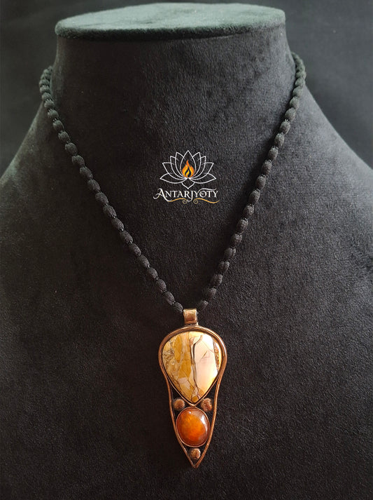 Natural Stone Pendant Mookaite Jasper with Carnelian