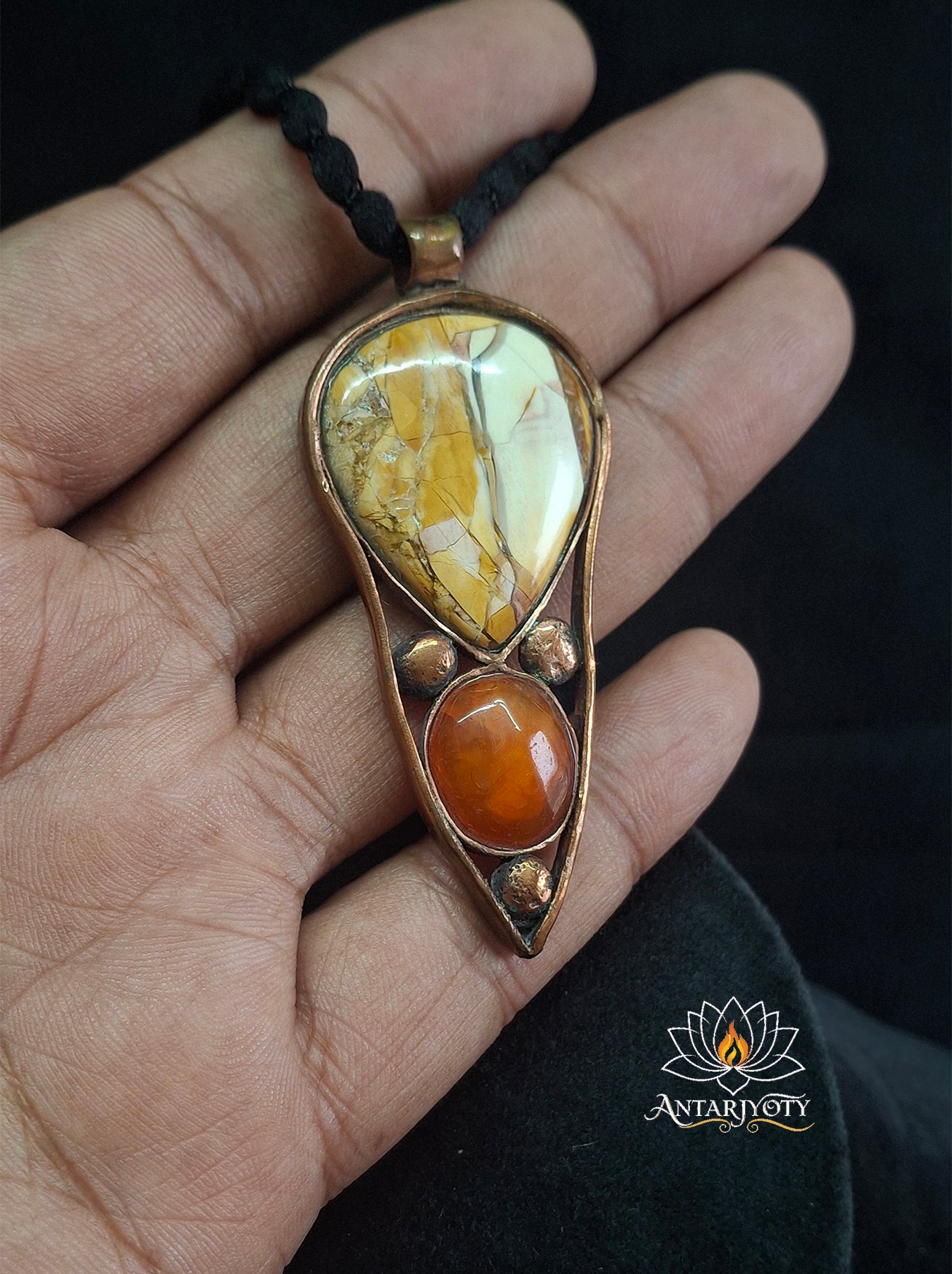 Natural Stone Pendant Mookaite Jasper with Carnelian
