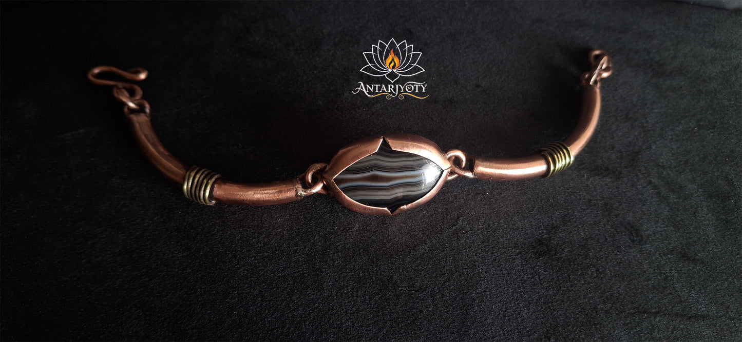 Black Banded Agate Copper Bracelet