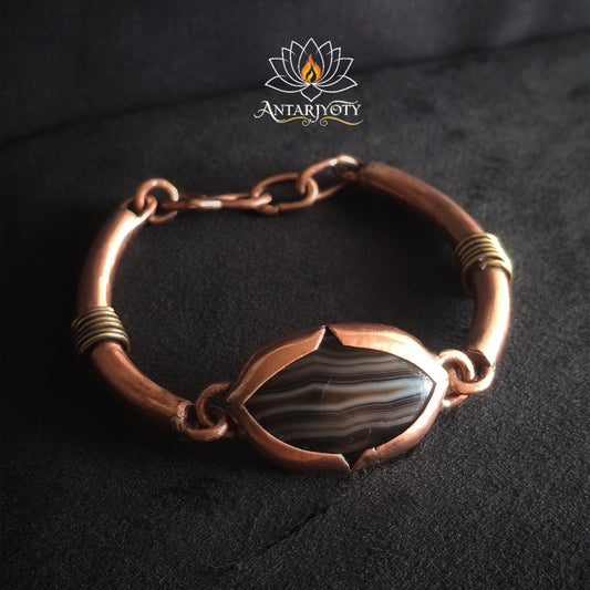 Black Banded Agate Copper Bracelet