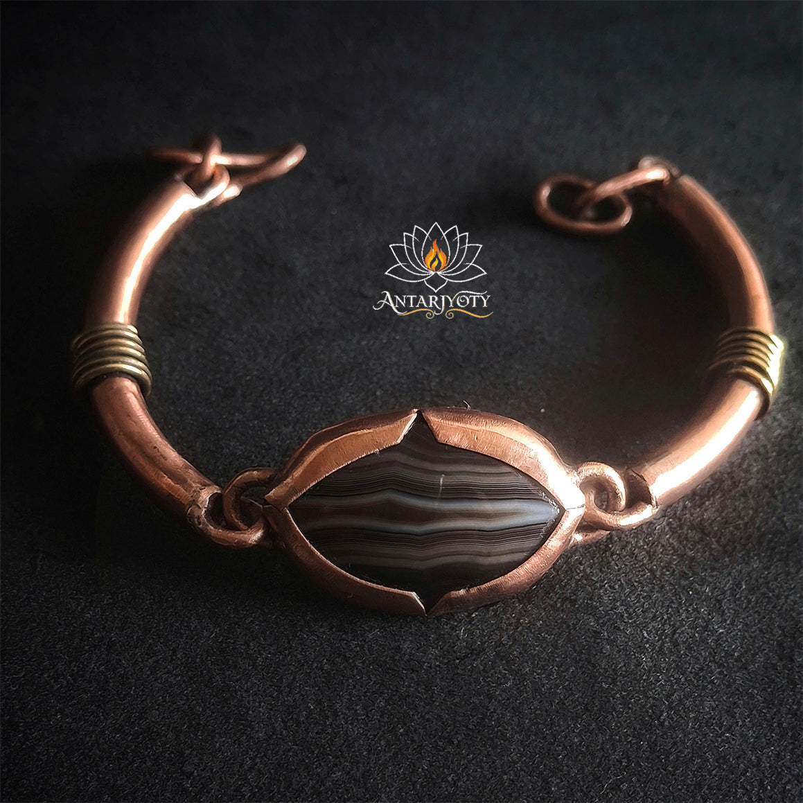 Black Banded Agate Copper Bracelet