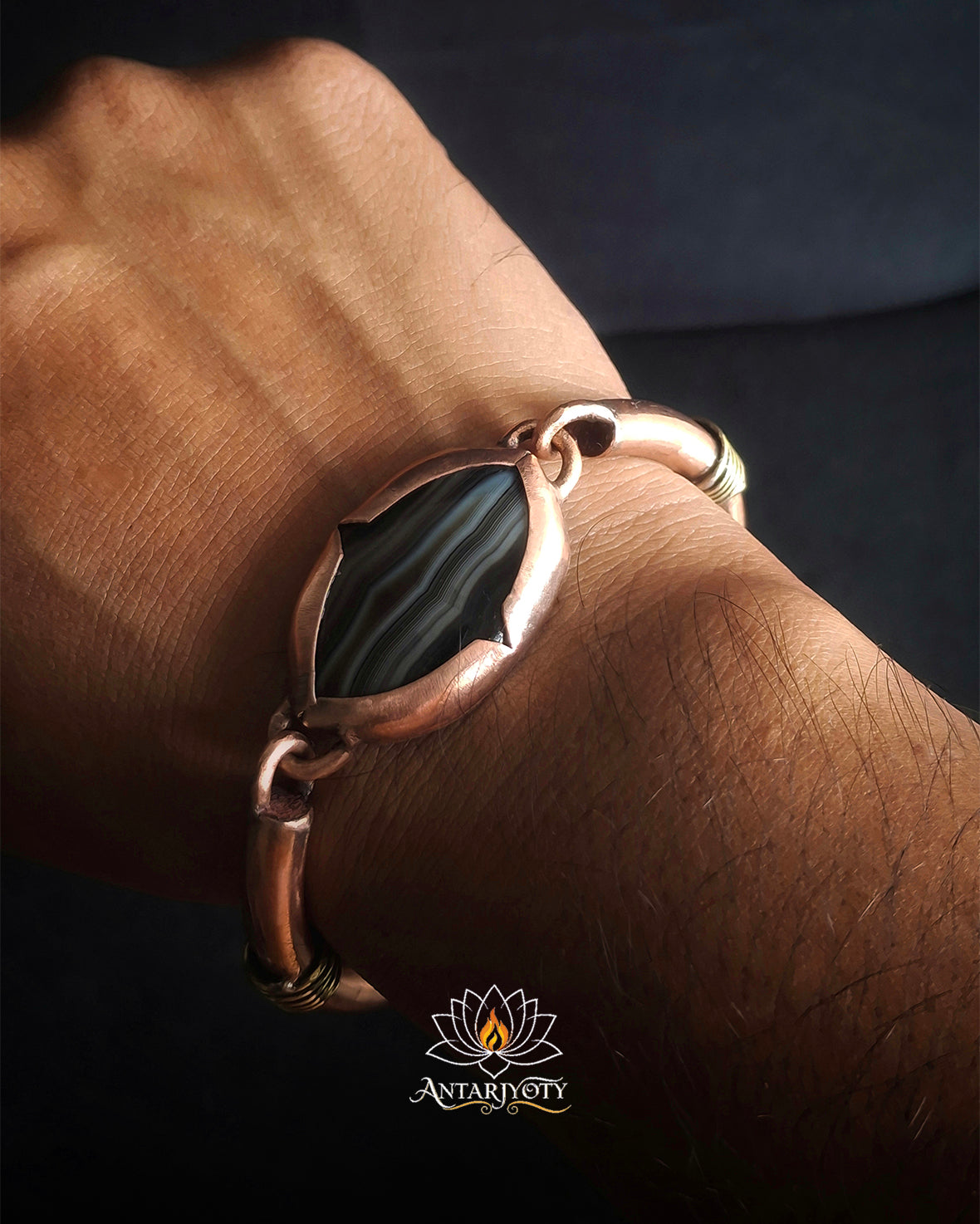 Black Banded Agate Copper Bracelet