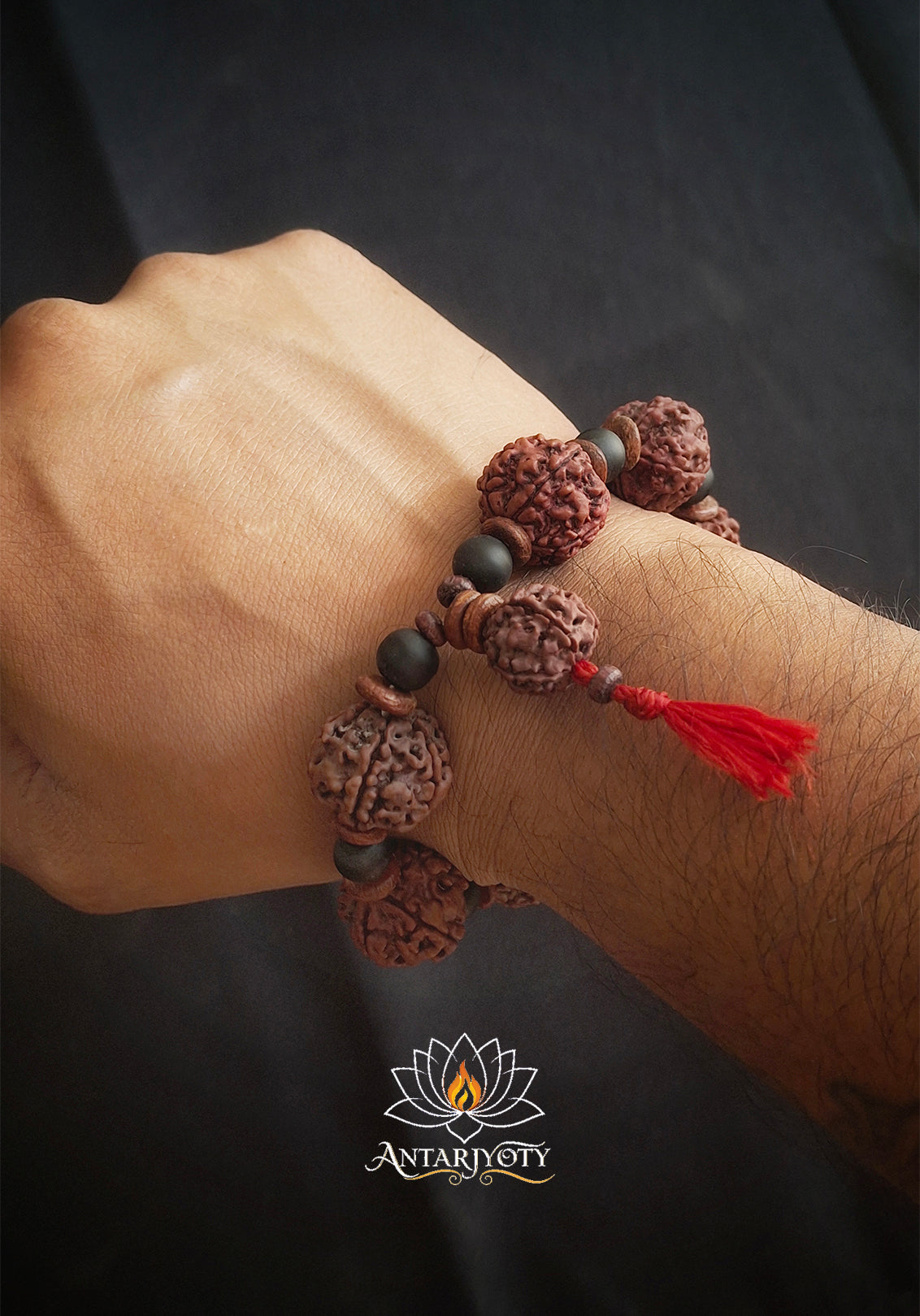 5 Mukhi Rudraksha Bracelet With Shaligram Beads Bracelet
