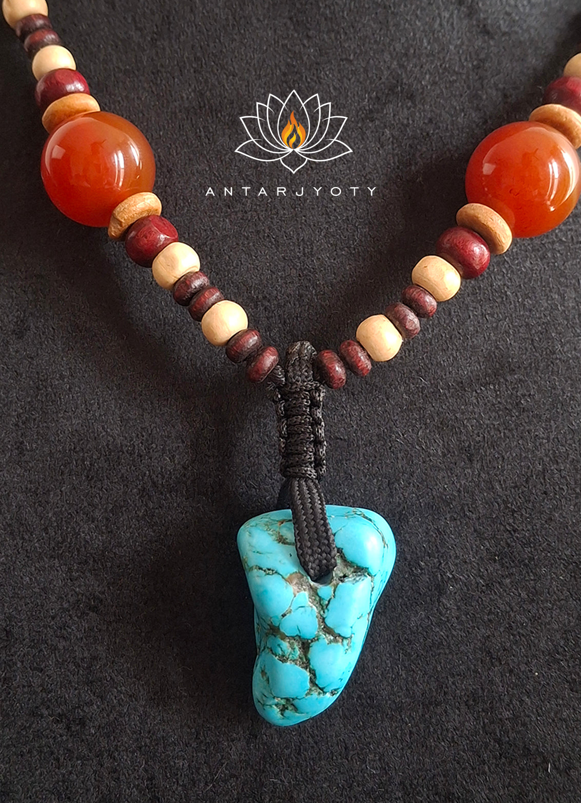 Raw Turquoise (Firoza) with Red Carnelian stone Pendant