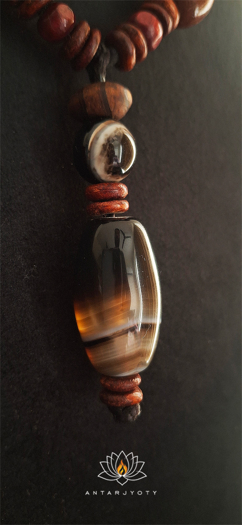Trinetra Black Banded Agate (Sulemani Hakik) Pendant